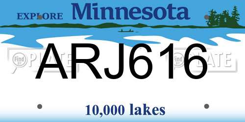 ARJ616 Minnesota License Plate