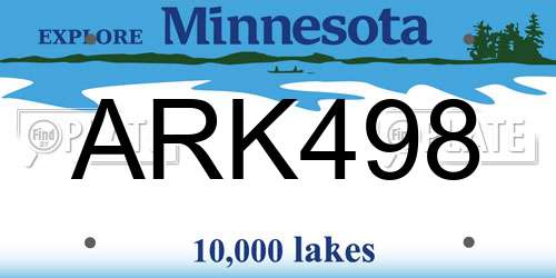 ARK498 Minnesota License Plate