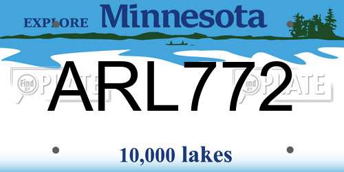 ARL772 Minnesota License Plate
