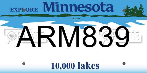 ARM839 Minnesota License Plate