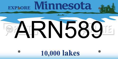 ARN589 Minnesota License Plate
