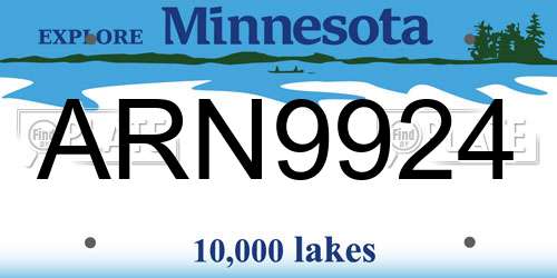 ARN9924 Minnesota License Plate