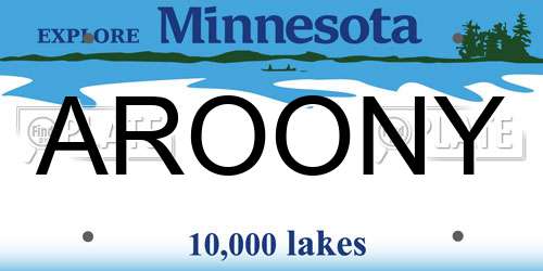 AROONY Minnesota License Plate