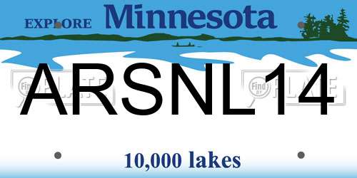 ARSNL14 Minnesota License Plate