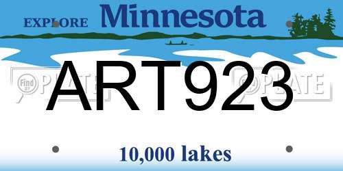 ART923 Minnesota License Plate