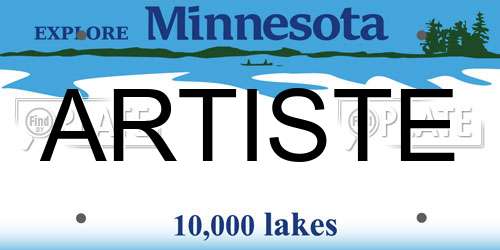 ARTISTE Minnesota License Plate