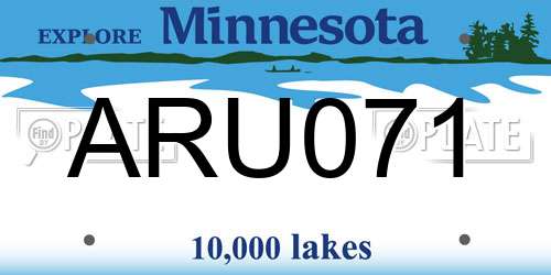 ARU071 Minnesota License Plate