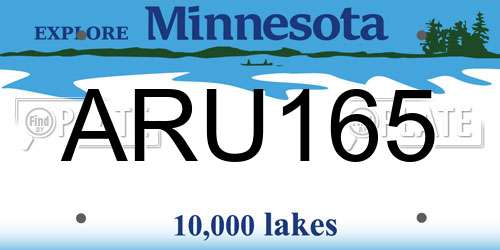 ARU165 Minnesota License Plate