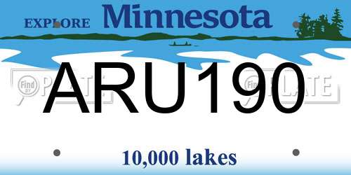 ARU190 Minnesota License Plate