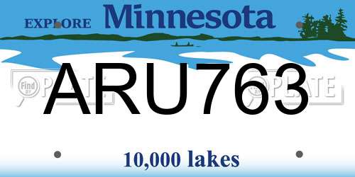 ARU763 Minnesota License Plate