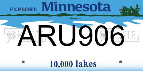 ARU906 Minnesota License Plate