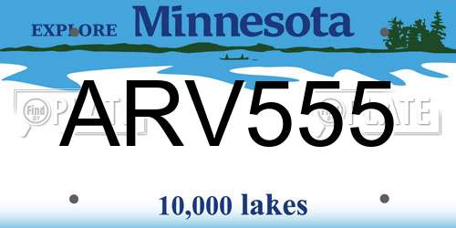 ARV555 Minnesota License Plate