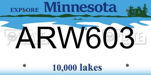 ARW603 Minnesota License Plate