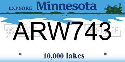 ARW743 Minnesota License Plate