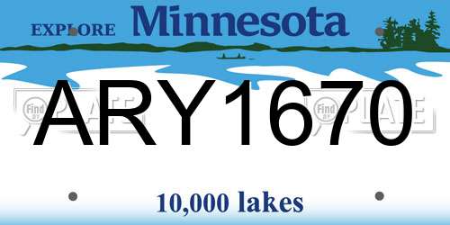 ARY1670 Minnesota License Plate