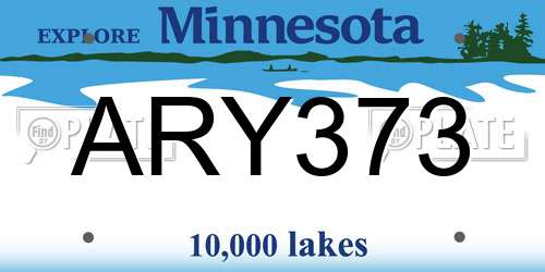 ARY373 Minnesota License Plate
