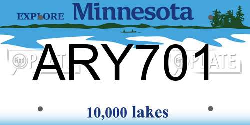 ARY701 Minnesota License Plate