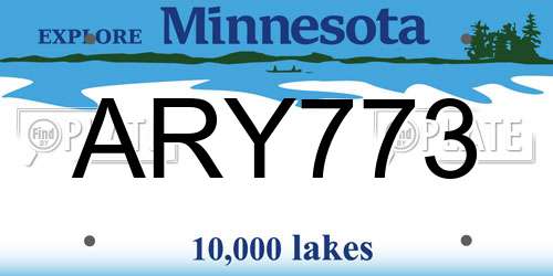 ARY773 Minnesota License Plate