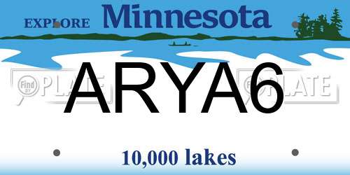 ARYA6 Minnesota License Plate