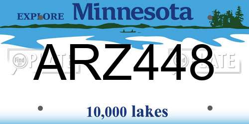 ARZ448 Minnesota License Plate
