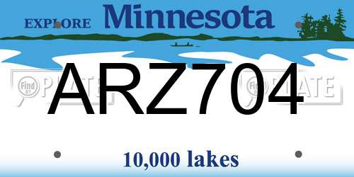 ARZ704 Minnesota License Plate