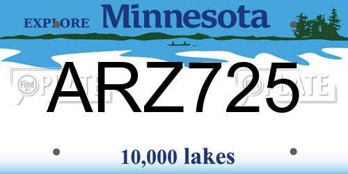 ARZ725 Minnesota License Plate