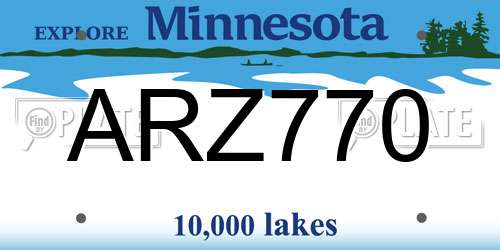 ARZ770 Minnesota License Plate