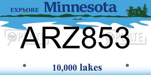 ARZ853 Minnesota License Plate