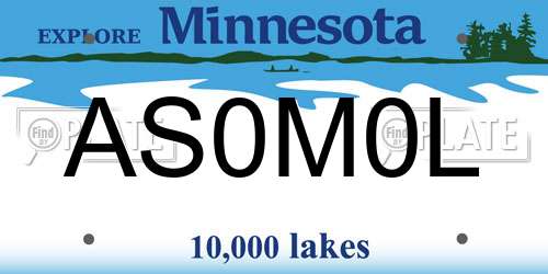 AS0M0L Minnesota License Plate