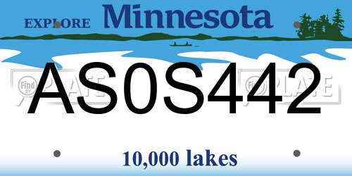 AS0S442 Minnesota License Plate