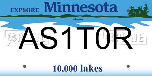 AS1T0R Minnesota License Plate
