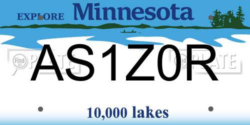 AS1Z0R Minnesota License Plate