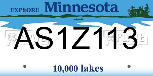 AS1Z113 Minnesota License Plate