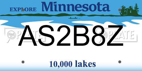 AS2B8Z Minnesota License Plate