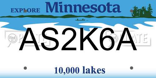 AS2K6A Minnesota License Plate