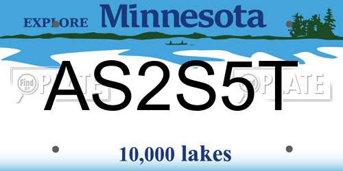 AS2S5T Minnesota License Plate
