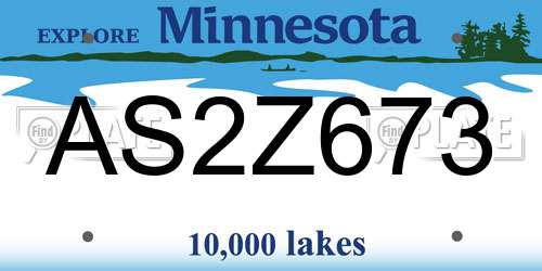 AS2Z673 Minnesota License Plate