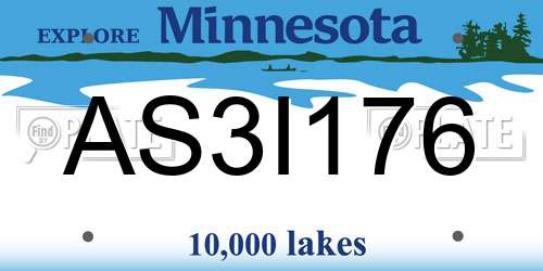 AS3I176 Minnesota License Plate