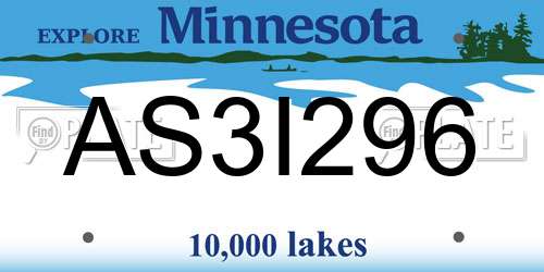 AS3I296 Minnesota License Plate
