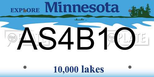 AS4B1O Minnesota License Plate
