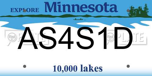 AS4S1D Minnesota License Plate