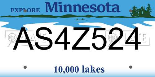 AS4Z524 Minnesota License Plate