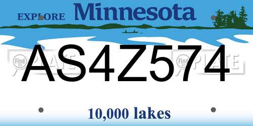 AS4Z574 Minnesota License Plate