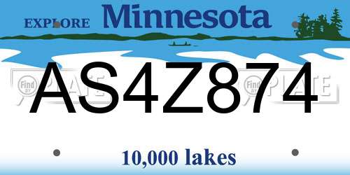 AS4Z874 Minnesota License Plate