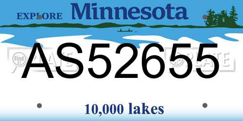 AS52655 Minnesota License Plate