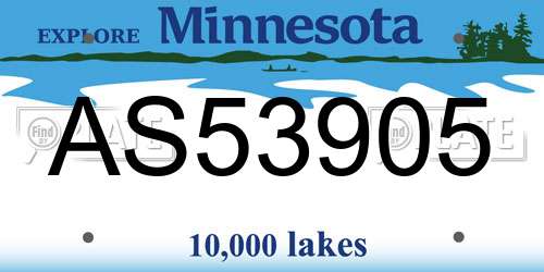 AS53905 Minnesota License Plate