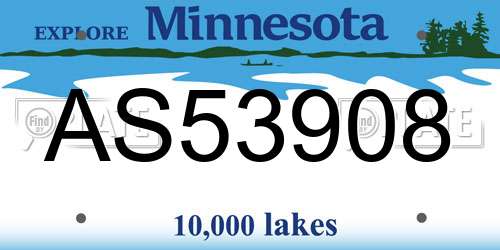 AS53908 Minnesota License Plate