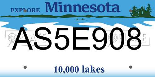 AS5E908 Minnesota License Plate