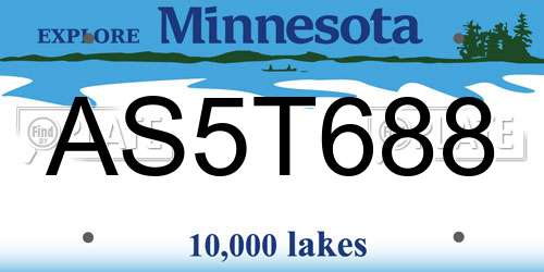 AS5T688 Minnesota License Plate