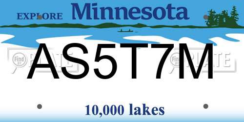AS5T7M Minnesota License Plate